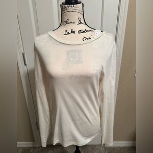 J. Crew Women’s Perfect Fit Long Sleeve Crew Neck Ivory Tee Size XL